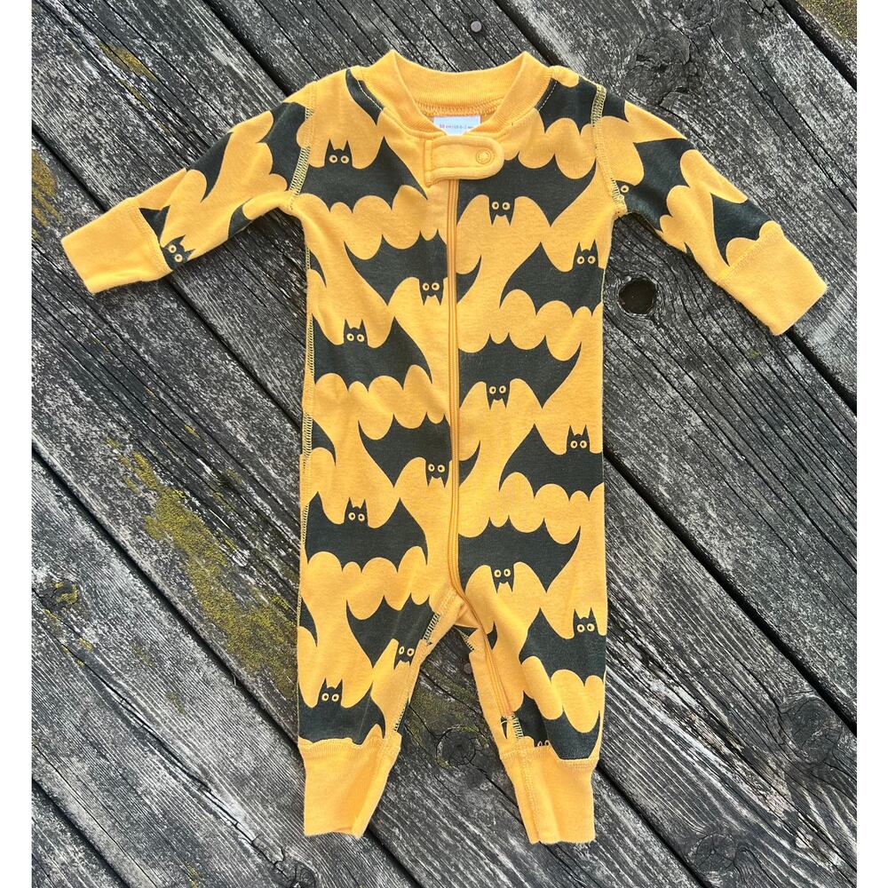Hanna‎ Andersson Halloween Baby Zip Sleeper 0-3m Orange Black Bats Night Flight